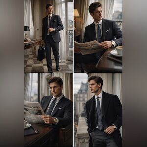 Hermès 100% Silk Blue Tie|Made in France|Subtle Floral Geometric|Luxury Designer